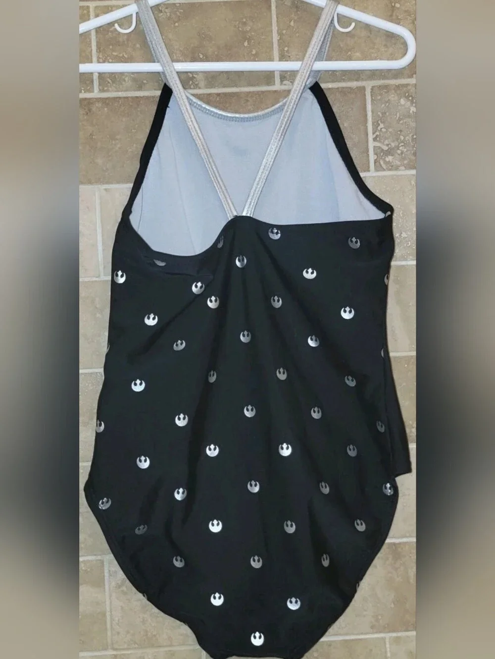 Star Wars Girls Black Red Silver Rebel Alliance Starbird Bathing Swim Suit MED